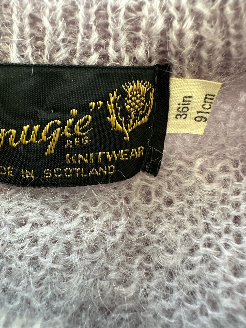 Women's Crew Neck Mohair-Blend Sweater in Soft Lilac - Picture 8 of 9